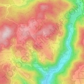 Topografische Karte Urberg, Höhe, Relief