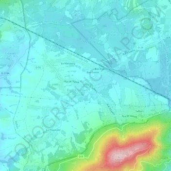 Topografische Karte Évette, Höhe, Relief