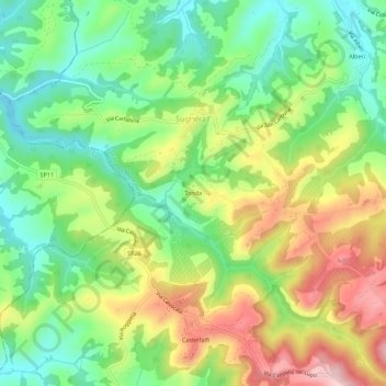 Topografische Karte Tonda, Höhe, Relief