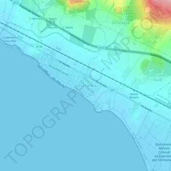 Topografische Karte Santa Severa, Höhe, Relief