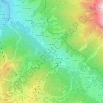 Topografische Karte St. Kassian, Höhe, Relief