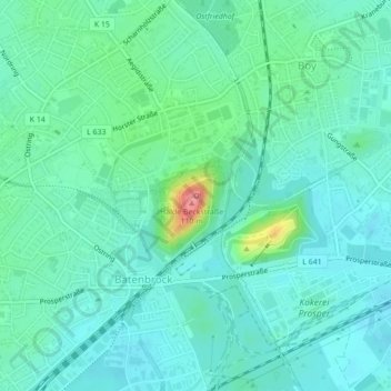 Topografische Karte Tetraeder, Höhe, Relief