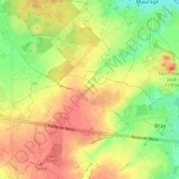 Topografische Karte Les Holifosses, Höhe, Relief