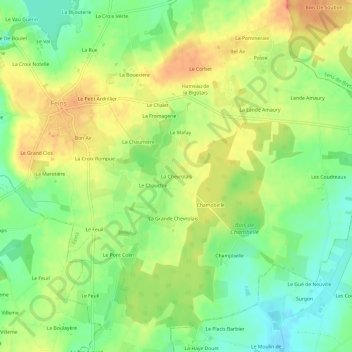 Topografische Karte La Chevrolais, Höhe, Relief