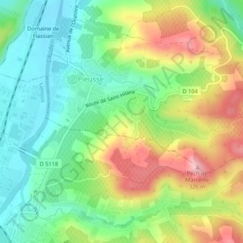 Topografische Karte Coumo-Nivert, Höhe, Relief