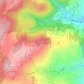 Topografische Karte Naturdenkmal Singersteine, Höhe, Relief