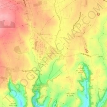 Topografische Karte Osteria Nuova, Höhe, Relief