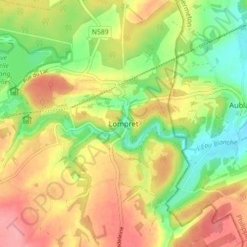 Topografische Karte Lompret, Höhe, Relief