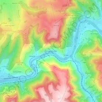 Topografische Karte Laroque-Bouillac, Höhe, Relief