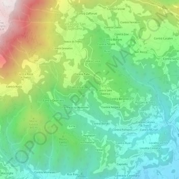 Topografische Karte Contrà Laita, Höhe, Relief