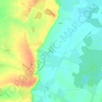 Topografische Karte Berry, Höhe, Relief