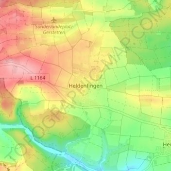 Topografische Karte Heldenfingen, Höhe, Relief