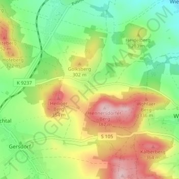 Topografische Karte Hennersdorf, Höhe, Relief