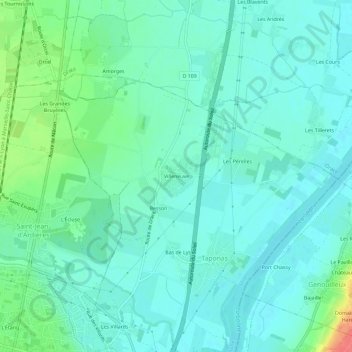 Topografische Karte Villeneuve, Höhe, Relief