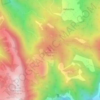 Topografische Karte Castelmonte, Höhe, Relief