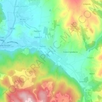 Topografische Karte Canneto, Höhe, Relief