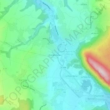 Topografische Karte Grandes Raisses, Höhe, Relief
