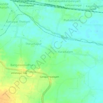 Topografische Karte Poyyamani, Höhe, Relief