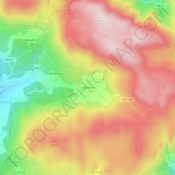 Topografische Karte Vilarinho, Höhe, Relief