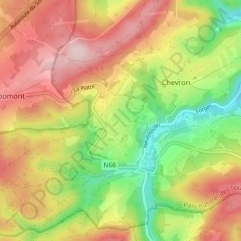 Topografische Karte Oufny, Höhe, Relief