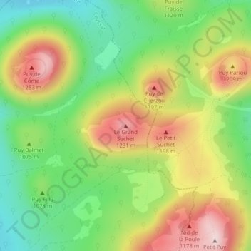 Topografische Karte Le Grand Suchet, Höhe, Relief
