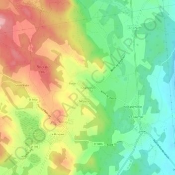 Topografische Karte Chanizieu, Höhe, Relief
