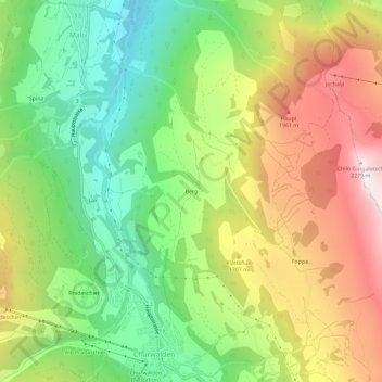 Topografische Karte Berg, Höhe, Relief
