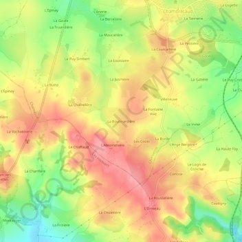 Topografische Karte La Boutinardière, Höhe, Relief