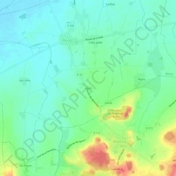 Topografische Karte Lacet, Höhe, Relief