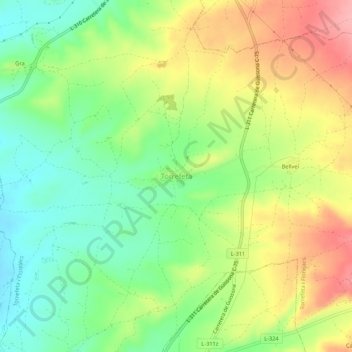 Topografische Karte Torrefeta, Höhe, Relief