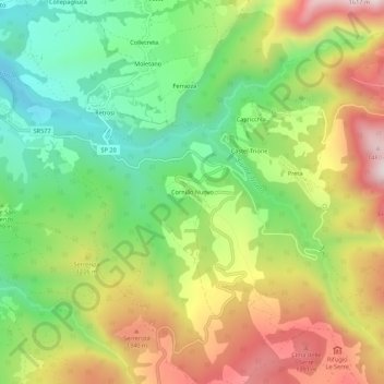 Topografische Karte Cornillo Nuovo, Höhe, Relief