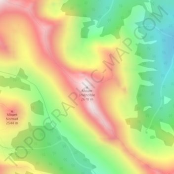 Topografische Karte Mount Invincible, Höhe, Relief