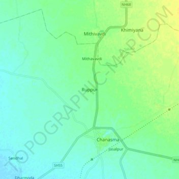 Topografische Karte Ruppur, Höhe, Relief