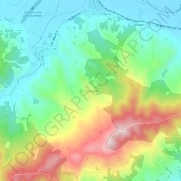 Topografische Karte Comunaglia, Höhe, Relief