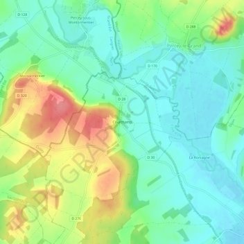 Topografische Karte Courchamp, Höhe, Relief