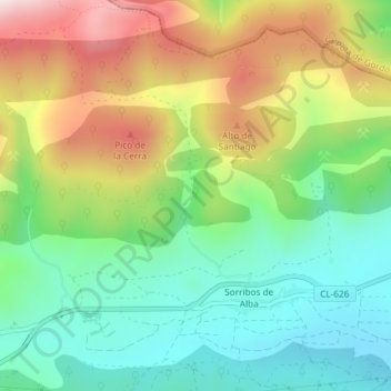 Topografische Karte La Cabrera, Höhe, Relief