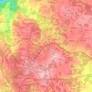 Topografische Karte Curtis, Höhe, Relief