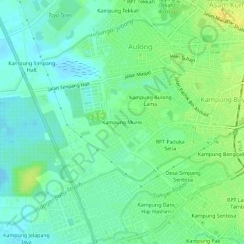 Topografische Karte Kampung Murni, Höhe, Relief