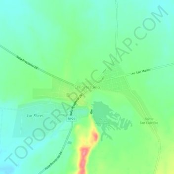 Topografische Karte El Portezuelo, Höhe, Relief