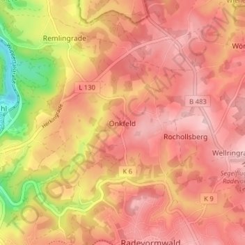Topografische Karte Önkfeld, Höhe, Relief