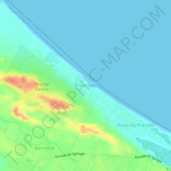 Topografische Karte Praia Bela, Höhe, Relief