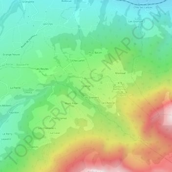 Topografische Karte Orange, Höhe, Relief
