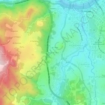 Topografische Karte Cabeza de Vaca, Höhe, Relief