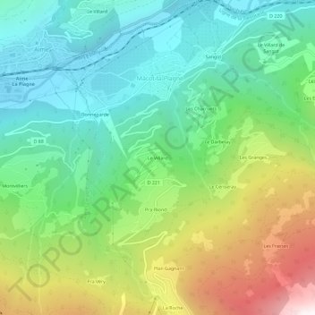 Topografische Karte Le Villard, Höhe, Relief