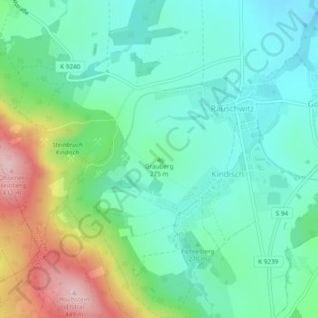 Topografische Karte Grauberg, Höhe, Relief