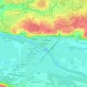 Topografische Karte Le Jardin Anglais, Höhe, Relief