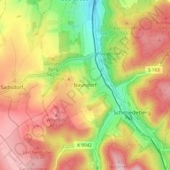 Topografische Karte Naundorf, Höhe, Relief