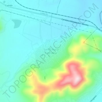 Topografische Karte Santa Maria Citendeje, Höhe, Relief