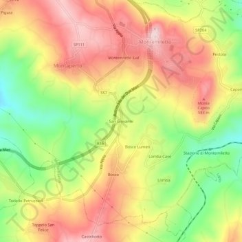 Topografische Karte San Giovanni, Höhe, Relief