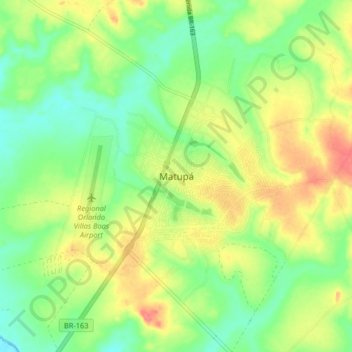 Topografische Karte Matupá, Höhe, Relief